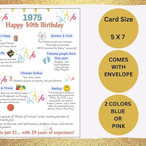 50th Birthday Card, Perfect for Men or Women Turning 50,  Quirky & Memorable, Choose your color