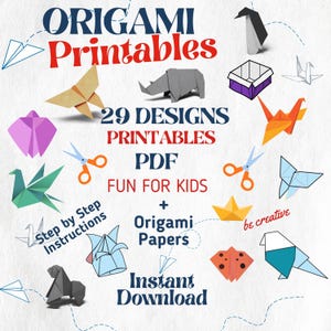 Origami printables digitale download, sjablonen voor papiervouwen, direct downloaden, afdrukbare origamipatronen, origamikunstontwerpen en dieren