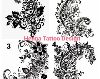 8 Unique Henna Tattoo Designs, Mehndi Designs in Black - Clipart Collection 14 x 14 inches includes both 8 PNGs & 8 JPGs Commercial use