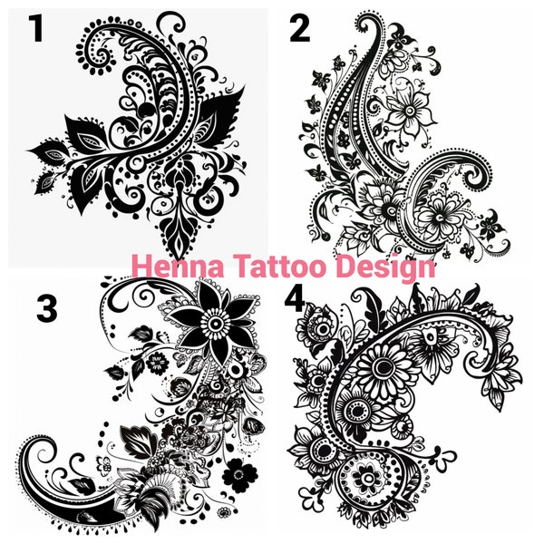 8 Einzigartige Henna Tattoo Designs, Mehndi Designs in Schwarz - Clipart Sammlung 14 x 14 Zoll enthält sowohl 8 PNGs als auch 8 JPGs Kommerzielle Nutzung