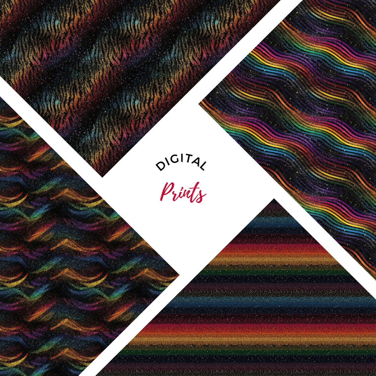 Colors of the Rainbow Glitter Digital Paper - Rainbow Backgrounds and ...