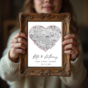 Impression de carte coeur personnalisée, carte de localisation personnalisée pour fiançailles, cadeau de mariage ou d'anniversaire, plan de la ville, pour les couples, JPEG, PNG, PDF