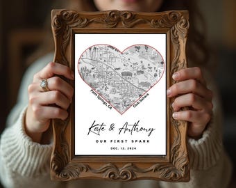 Custom Heart Map Print, Personalized Location Map for Engagement, Wedding or Anniversary Gift, City Town Map, For Couples, JPEG, PNG, PDF