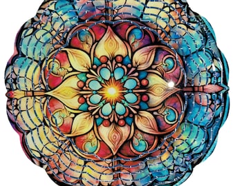 Mandala wind spinner is a beautiful and sustainable ornament for homes, balconies, gardens porches, patio, suitable for indoor and outdoor.