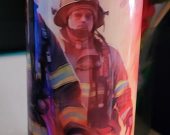 Firefighter Tumbler from Fire Department, Red Line Firemen Tumbler  a fireman at work Travel Mug