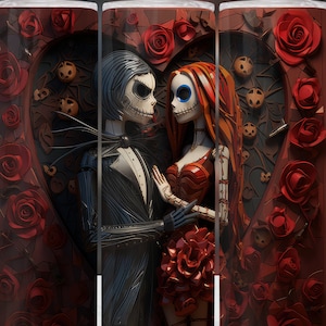 Jack Sally Skellington Halloweentown Nightmare 20oz Sublimation Skinny Tumbler immagine 1