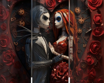 Jack Sally Skellington Halloweentown Nightmare 20oz Sublimation Skinny Tumbler