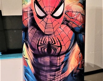 Spiderman super hero tumbler double wall used for Holding hot or cold beverages .
