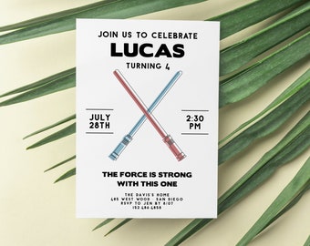 Light Saber Customizable Star Wars Birthday Party Invitation, for Kids Birthday Party, Digital Download Evite, Darth Vader, Luke Skywalker