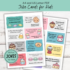 Printable Lunchbox Jokes for Kids, Dessert Themed Family Joke Cards, Back to School Notes, Funny Lunch Notes, Cute Notes for Kids and Teens image 2