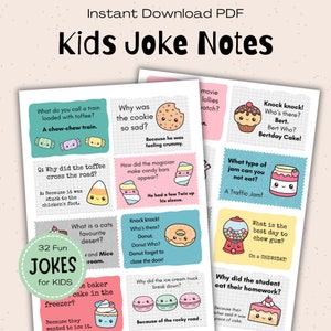 Printable Lunchbox Jokes for Kids, Dessert Themed Family Joke Cards, Back to School Notes, Funny Lunch Notes, Cute Notes for Kids and Teens image 1