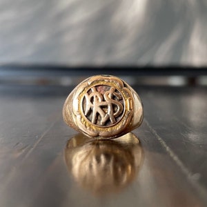 1900&#39;s Vintage Mens Signet Ring 14kt  Solid Yellow Gold Ring 5.43 Grams Size 5 1/2 Mens Solid Gold Monogram Ring Vintage Ring Men Gold