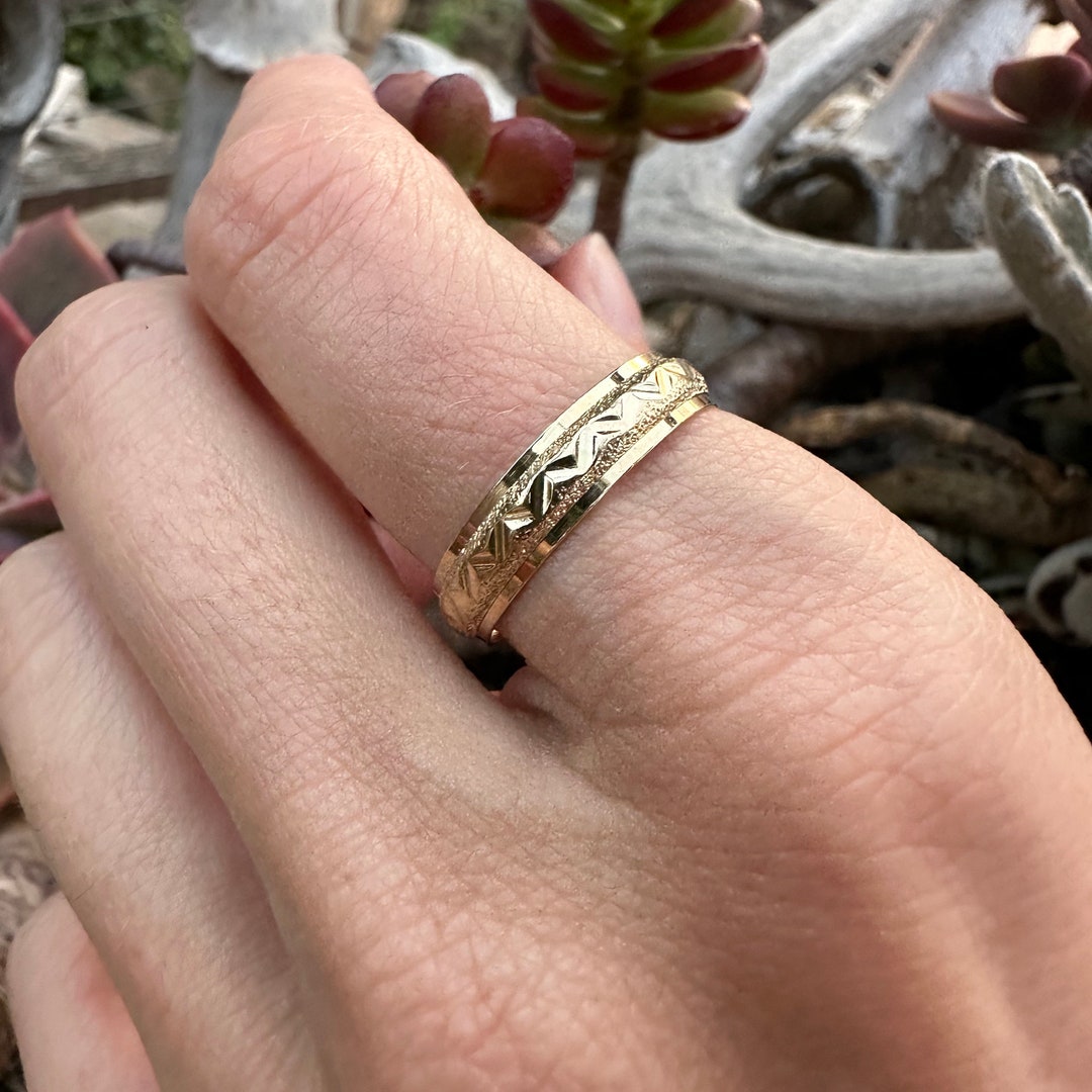 Vintage 10kt Gold Size 9 Upcycled Ring Antique 5mm Wide Band - Etsy