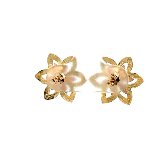 Vintage 14kt Yellow And Rose Gold Mini Flower Stu… - image 3