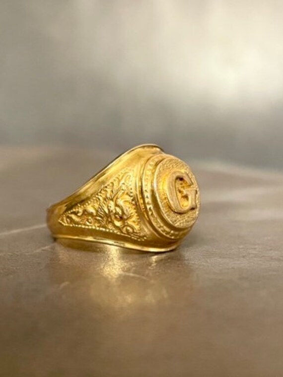 Vintage Signet Ring Size 9 3/4, Mens 14kt Yellow … - image 1