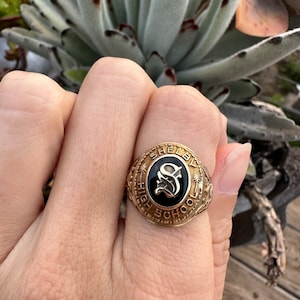 Size 7 Vintage Class Ring, 10kt Gold Estate Ring, Antique Class Rings, Letter &quot;S&quot; Signet upcycled , Shelby High Class 1944, High School Ring