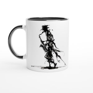 Harmonious Melodies: Abstract Saxophone Print Ceramic Mug