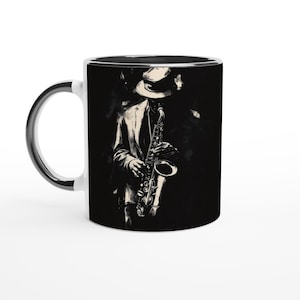 Jazz Saxophonist Sketch Art White 11oz Ceramic Mug