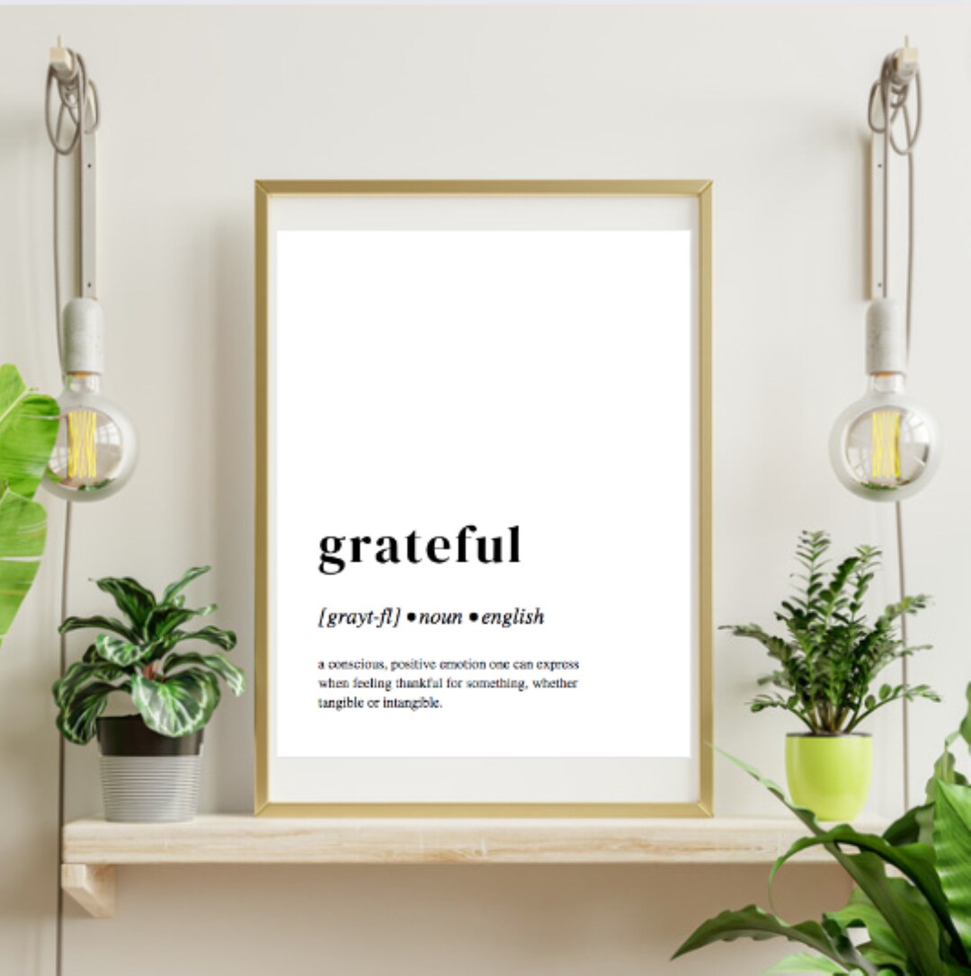 Grateful Definition Printable Wall Art for Thankful Home Decor Etsy
