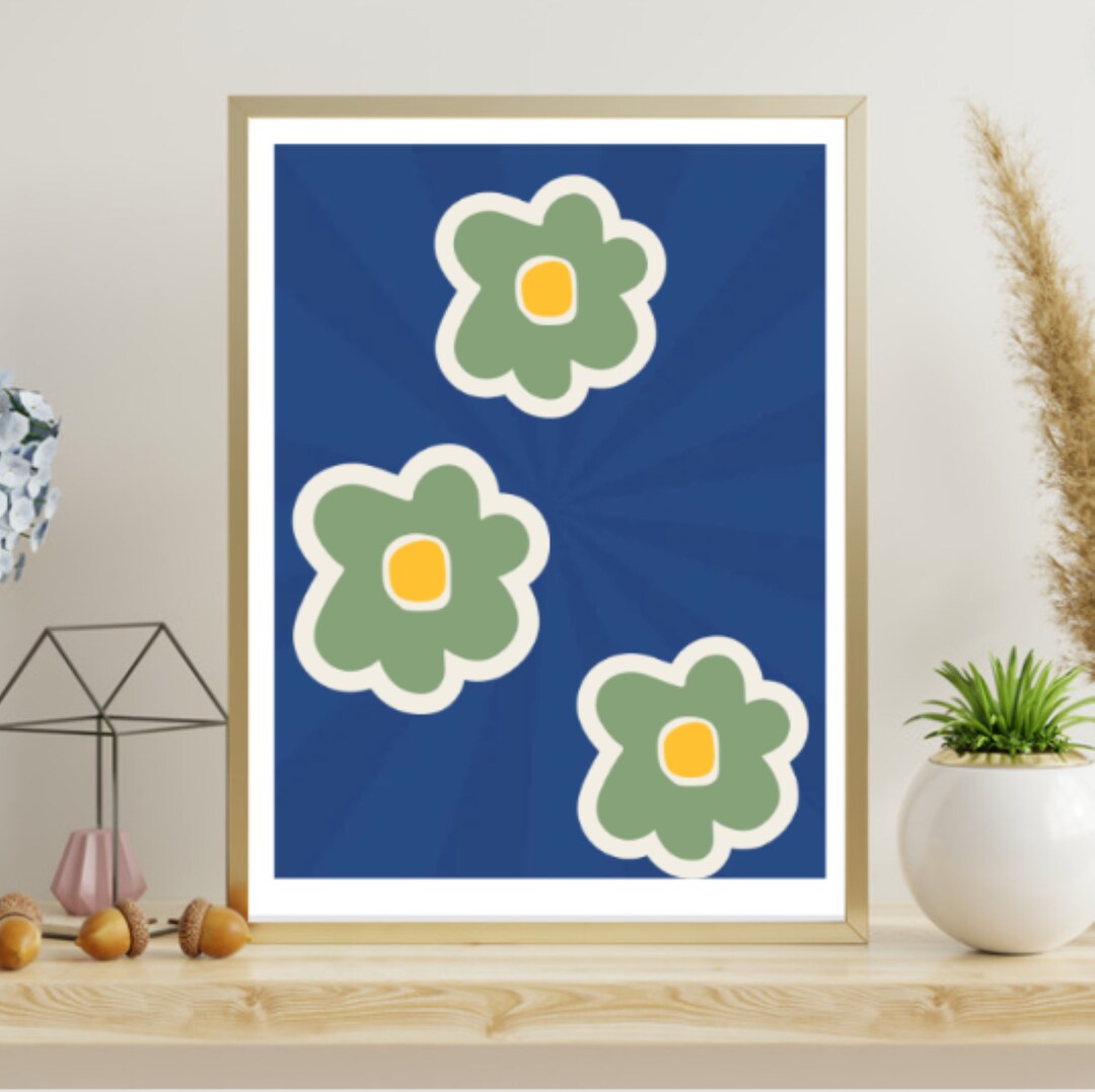 Trendy Retro Wall Artwork Retro Groovy Flower Print Instant Download