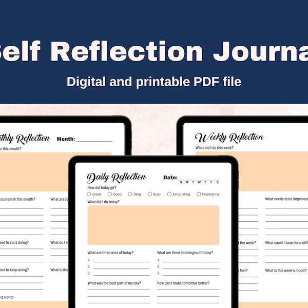 Digital Self-Reflection Journal for GoodNotes and Notability| Printable| Simple and Easy-to-use