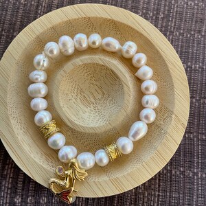 Fresh Water Pearl with Mermaid charm/Crystal Jewelry Gift