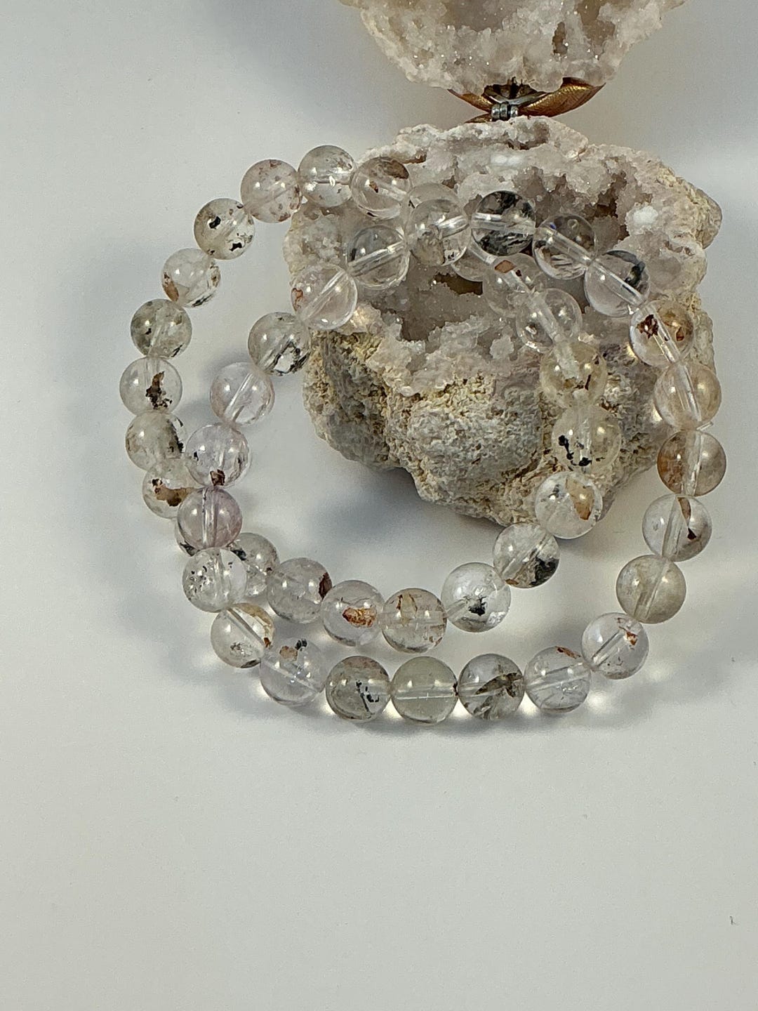 Herkimer Diamond Beaded Barcelet/ Petroleum Quartz Bracelet - Etsy