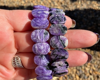 Charoite Faceted Crystal Bangle Bracelet/Charoite Crystal Jewelry Gift