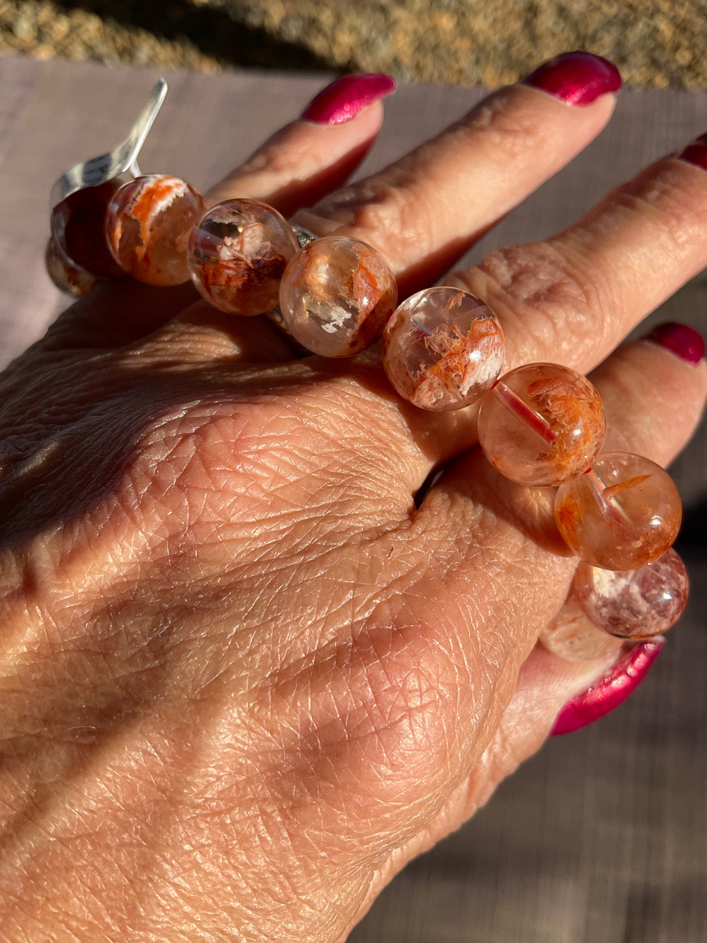 Orange Snowflake Phantom Quartz Crystal Bracelet (6-7.5 Inch) - Etsy