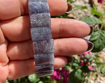 Pulsera de brazalete de cristal de iolita/joyería de brazalete de iolita de sangre de alta calidad/brazaletes de iolita de calidad ultra alta