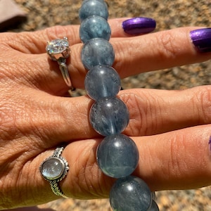 Blue Fluorite Beaded Bracelet: Crystal Healing Jewelry