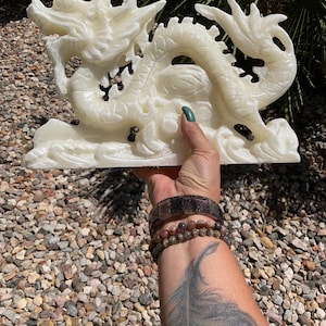 White Jade Dragon Crystal Carving/Lucky Dragon Crystal Carving/Hand Carved Dragon Sculpture/Zodiac Dragon Statue/Feng Shui Decor