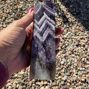 1Lb. Dream Amethyst Chevron Crystal Tower/Housewarming Gift/Crystal Gift/Home Decor