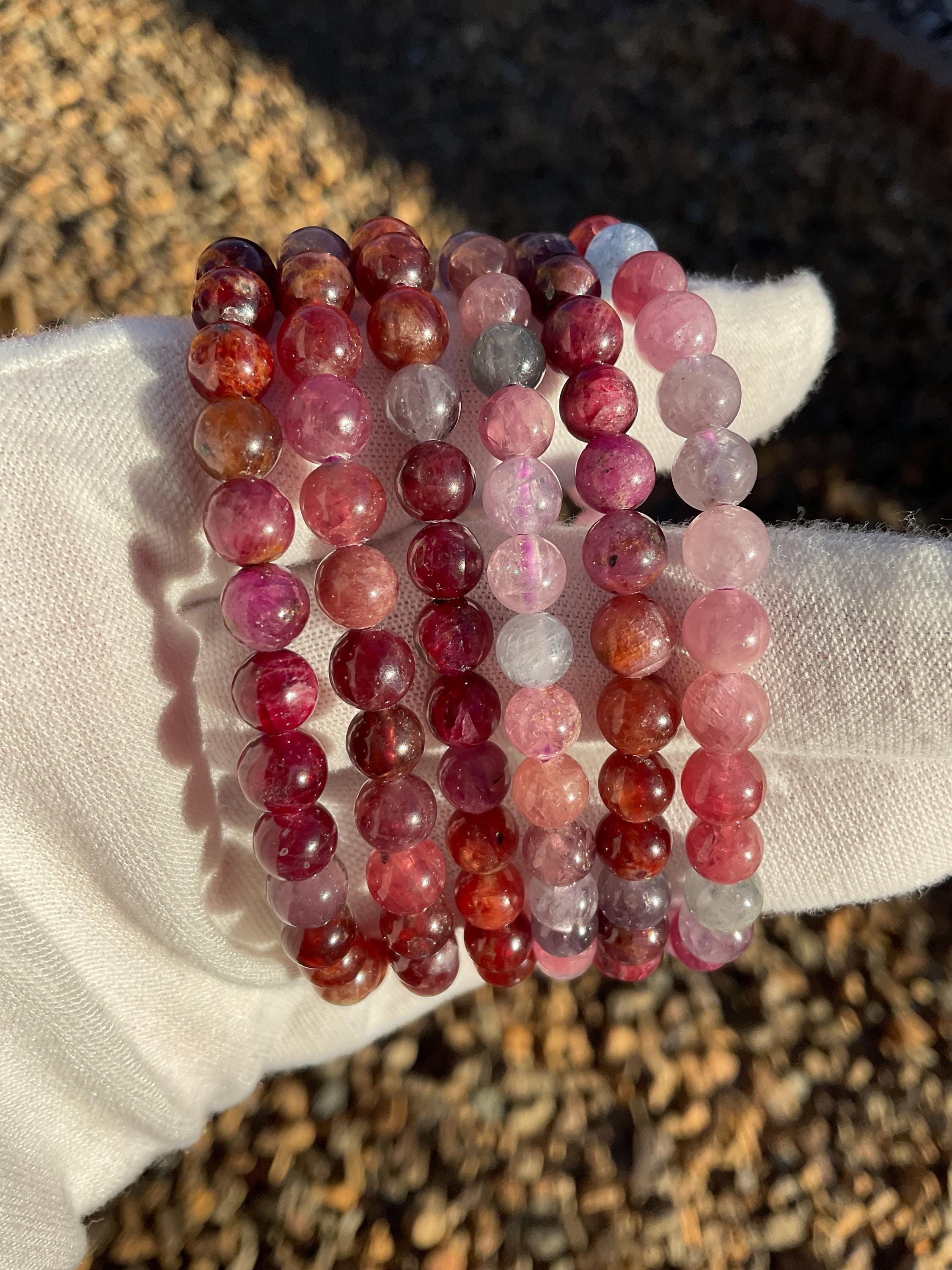 Spinel Gemstone Beaded Bracelet: Pink, Lavender & Red Jewelry - Etsy