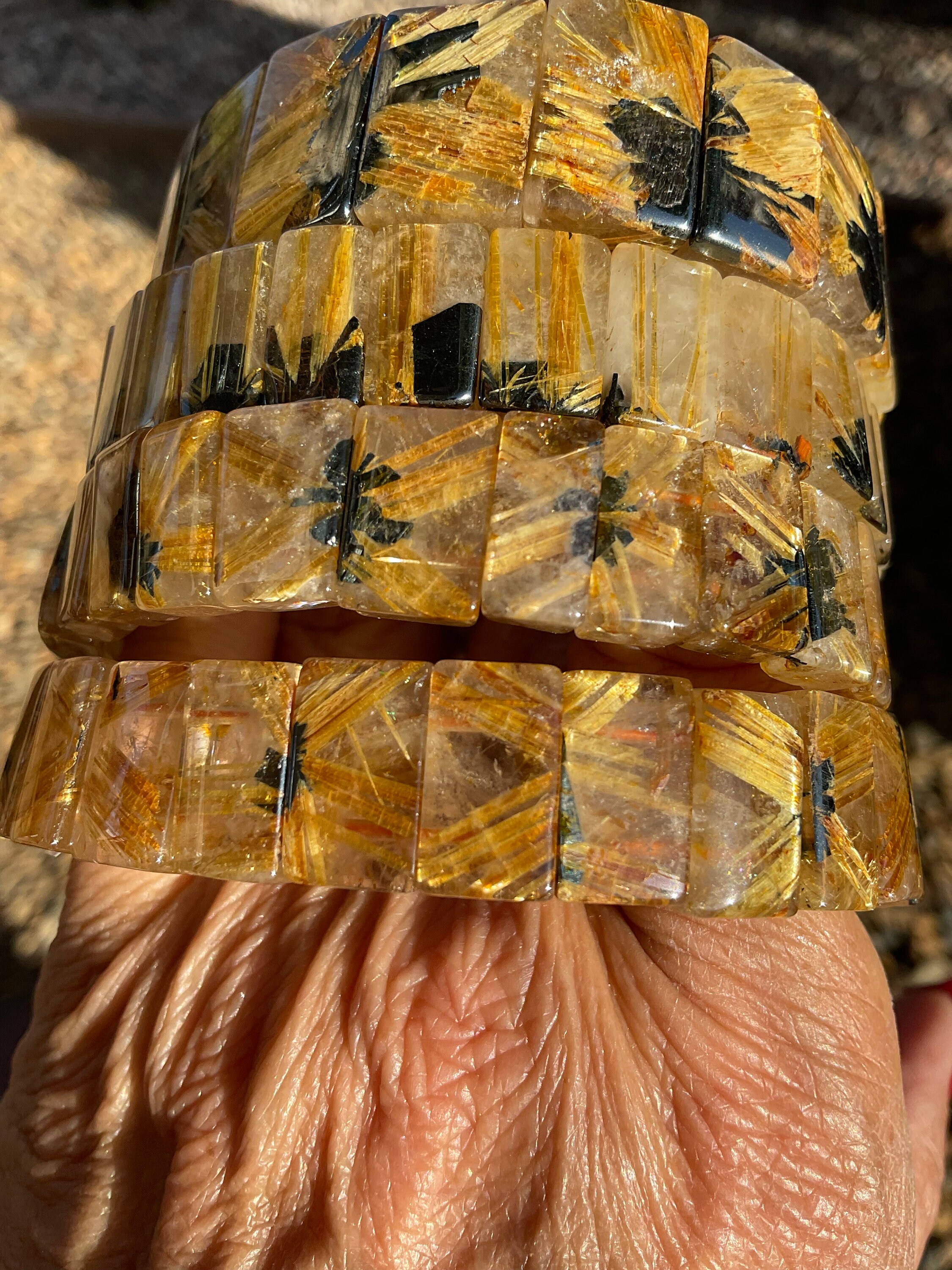 Ultra High Quality Golden Rutile With Hematite Crystal
