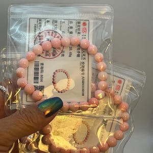 Certified Queen Conch Shell Beaded Bracelet | 8mm–8.9mm Natural Pink Shell Beads | 7.25” Stretch Bracelet | Genuine Queen Conch