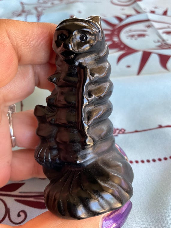 ブラックオブシディアン 不思議の国のアリス クリスタル彫刻セット