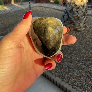 Golden Obsidian Crystal Teardrop Freeform Carving/Golden Sheen Obsidian Home Decor/Golden Sheen Obsidian Crystal Gift