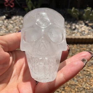 Clear Quartz Crystal Skull Carving: Home Decor Gift