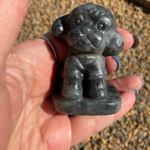 Labradorite Poodle Dog Crystal Carving/Poodle Dog Home Decor/Poodle Dog Collector