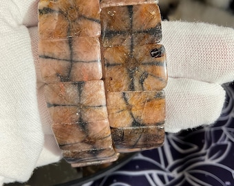 Andalusite/Chiastolite/Apyre Gemstone Bangle Bracelet/Andalusite Jewelry/Chiastolite Jewelry