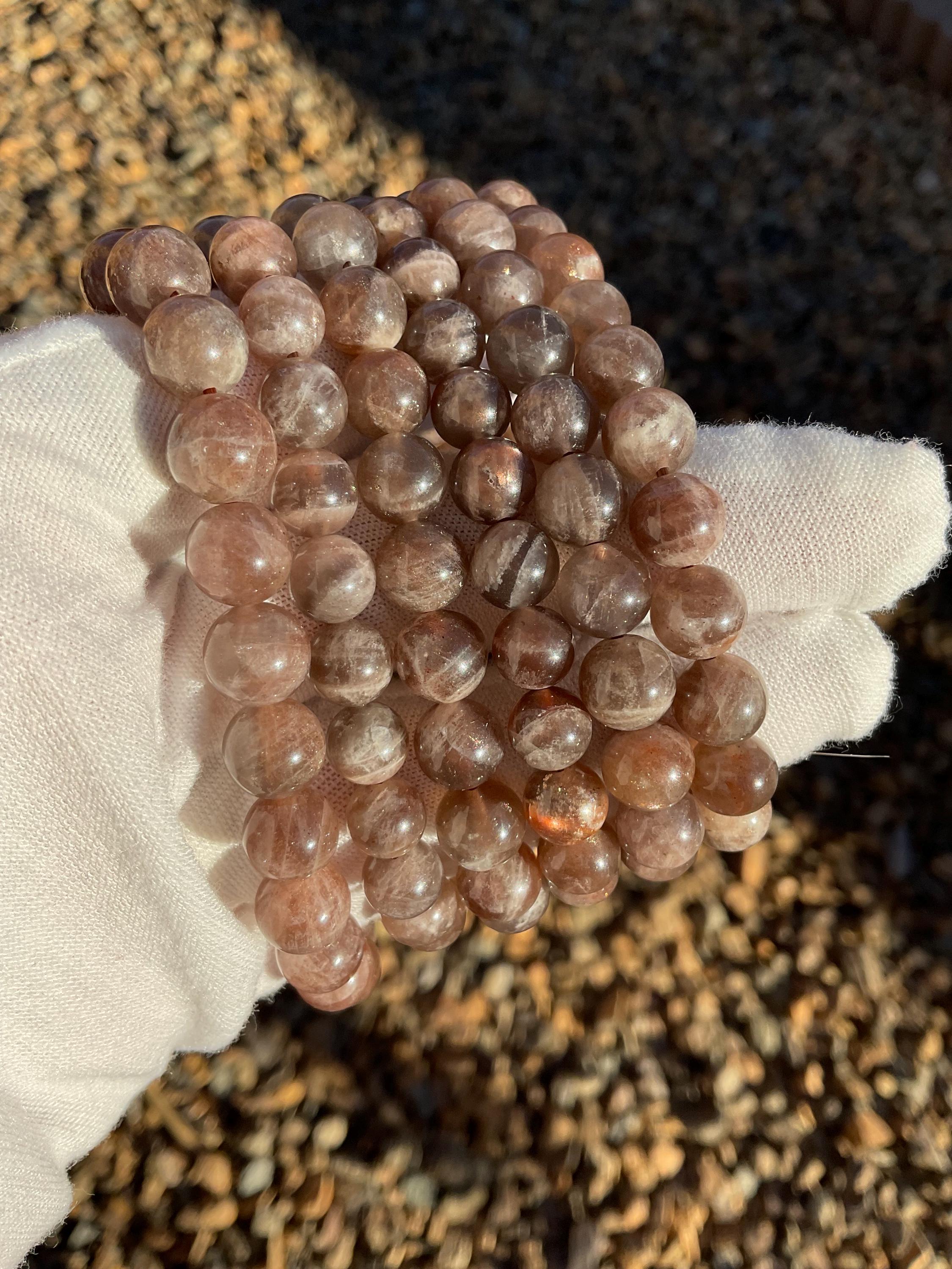 Backbone Moonstone Gemstone Beaded Bracelet/ Blood Backbone