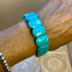 AAA Brazil Hemimorphite Soft Bangle Bracelet, High Quality Natural Gemstone Bangle, 7.5 Inch Blue Green Crystal Jewelry, Collector Gift image 1
