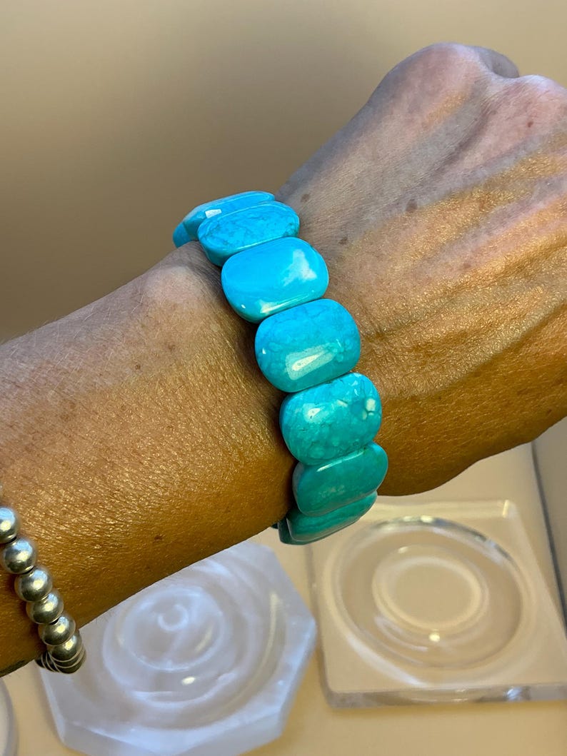 AAA Brazil Hemimorphite Soft Bangle Bracelet, High Quality Natural Gemstone Bangle, 7.5 Inch Blue Green Crystal Jewelry, Collector Gift image 1