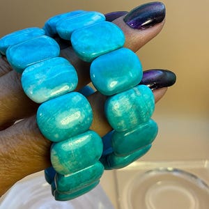 AAA Brazil Hemimorphite Soft Bangle Bracelet, High Quality Natural Gemstone Bangle, 7.5 Inch Blue Green Crystal Jewelry, Collector Gift image 12