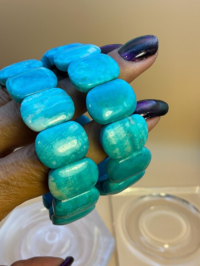 AAA Brazil Hemimorphite Soft Bangle Bracelet, High Quality Natural Gemstone Bangle, 7.5 Inch Blue Green Crystal Jewelry, Collector Gift image 12