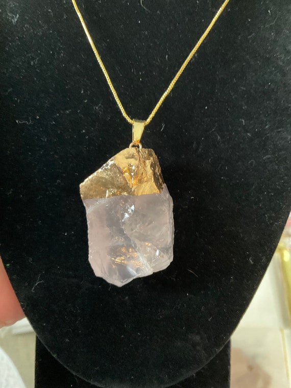 Rose Quartz Crystal Freeform Pendent/crystal Jewelry Pendent