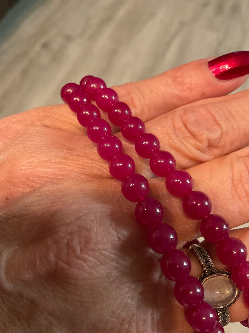 Red Corundum Red Ruby Crystal Beaded Bracelet/Ruby Beaded Bracelet/Rudy Jewelry Gift image 4