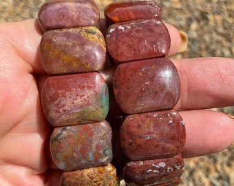 Red Ocean Jasper Bangle Bracelet/Ocean Jasper Crystal Jewelry Gift