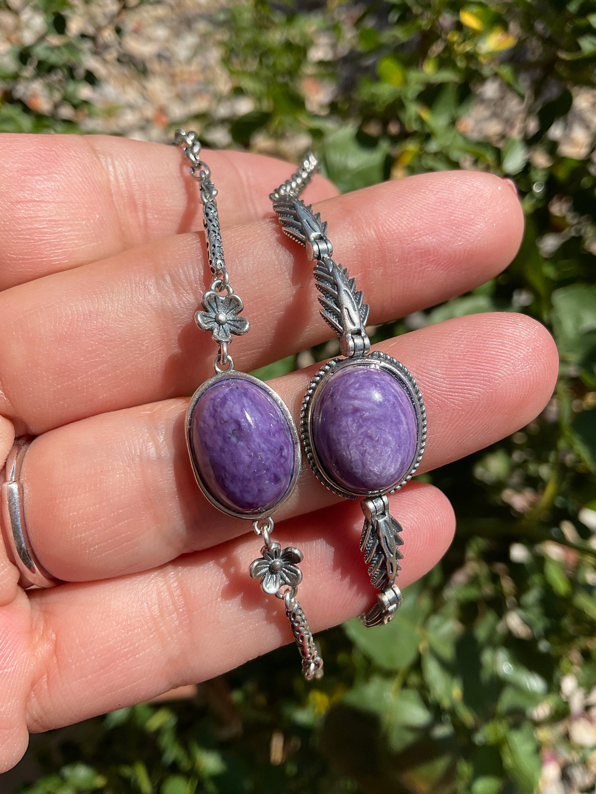 Charoite 925 Silver Bracelet/925 Silver Charoite Bracelet